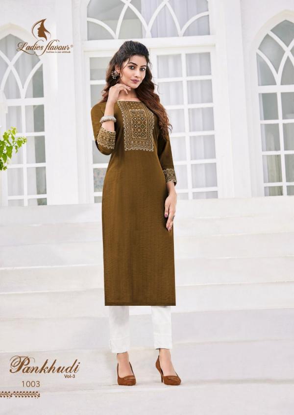 Ladies Flavour Pankhudi 3 Viscose Embroidery Kurti Collection